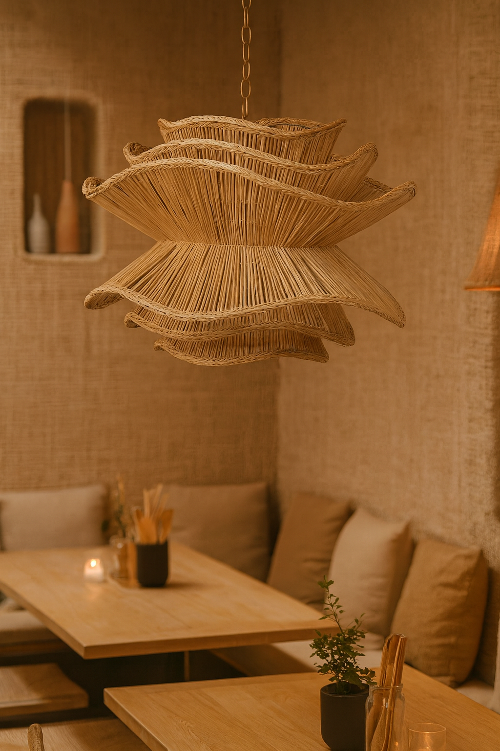 Bamboo Hanging lamp for Living Room | Rattan Pendant light | Cane ceiling light - Kavya by Akway - Image 8