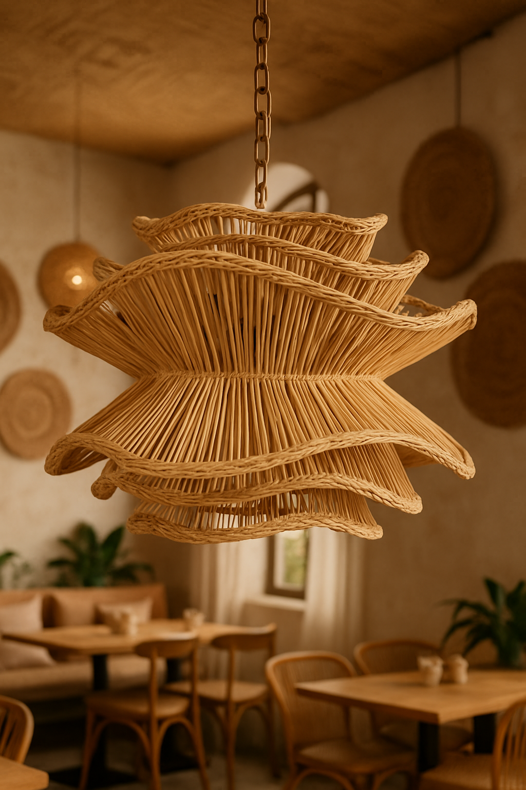 Bamboo Hanging lamp for Living Room | Rattan Pendant light | Cane ceiling light - Kavya by Akway - Image 2