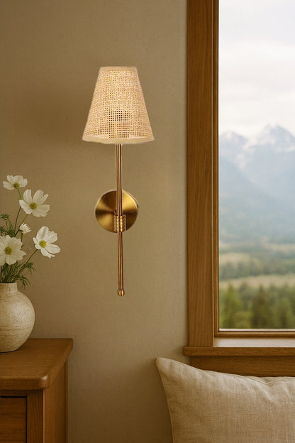 Bamboo Wall Lamp For Living Room | Rattan Wall Light - Kensley