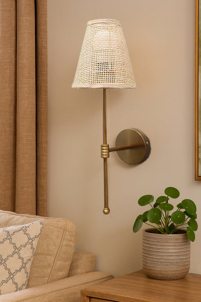 Bamboo Wall Lamp For Living Room | Rattan Wall Light - Kensley