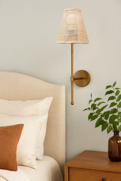 Bamboo Wall Lamp For Living Room | Rattan Wall Light - Kensley