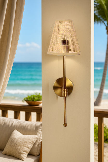 Bamboo Wall Lamp For Living Room | Rattan Wall Light - Kensley