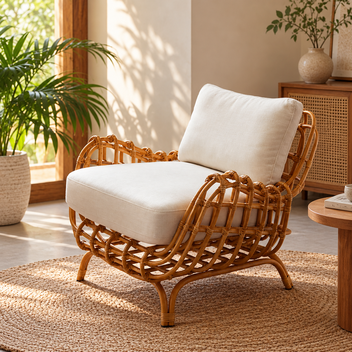 Cane Chairs for Lounge | Bamboo Chairs for Living Room - Kimaya by Akway - Furniture > Chairs