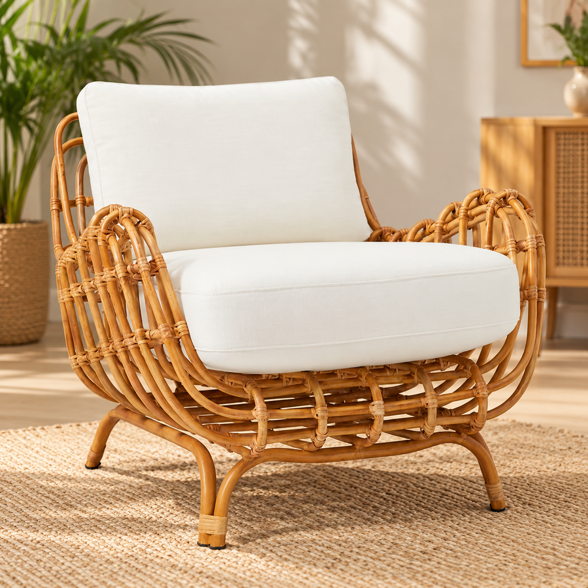 Cane Chairs for Lounge | Bamboo Chairs for Living Room - Kimaya by Akway - Furniture > Chairs