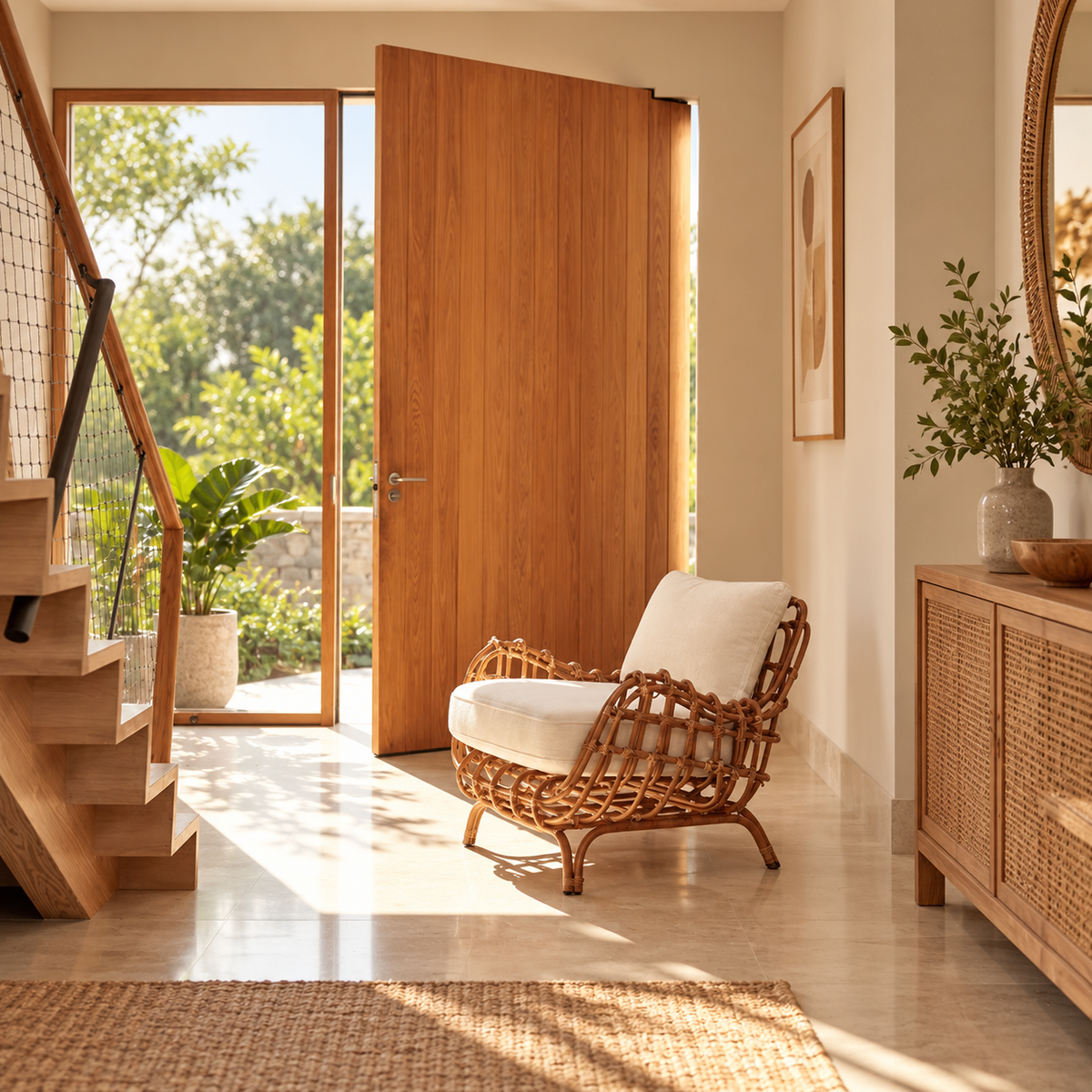 Cane Chairs for Lounge | Bamboo Chairs for Living Room - Kimaya by Akway - Furniture > Chairs