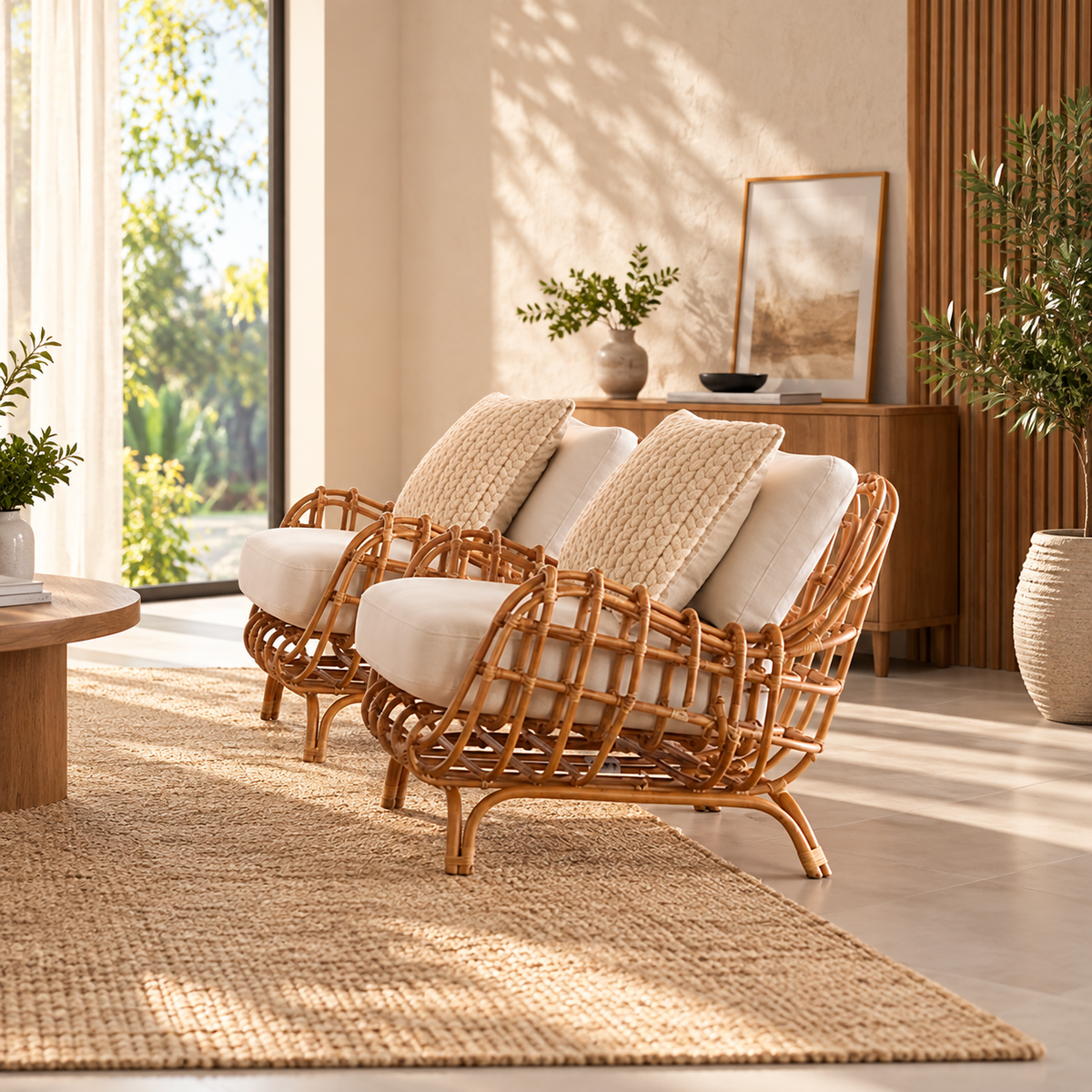 Cane Chairs for Lounge | Bamboo Chairs for Living Room - Kimaya by Akway - Furniture > Chairs