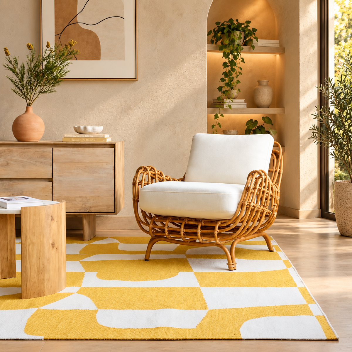 Cane Chairs for Lounge | Bamboo Chairs for Living Room - Kimaya by Akway - Furniture > Chairs