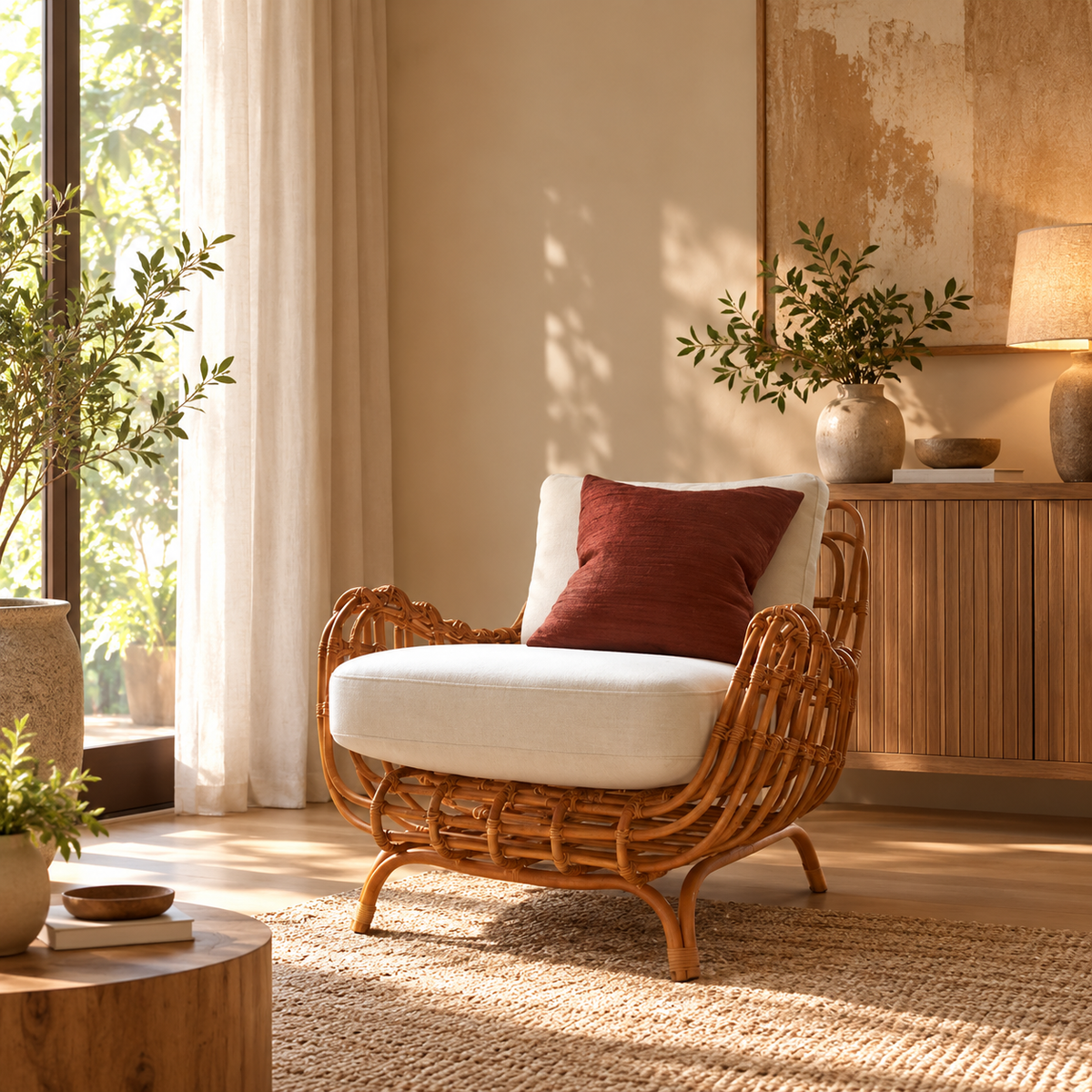 Cane Chairs for Lounge | Bamboo Chairs for Living Room - Kimaya by Akway - Furniture > Chairs