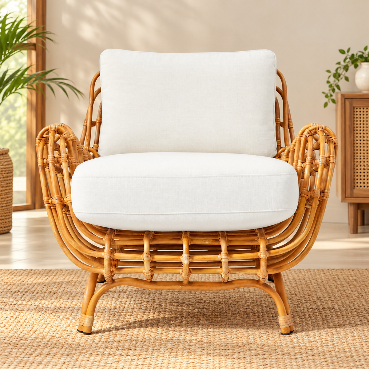 Cane Chairs for Lounge | Bamboo Chairs for Living Room - Kimaya by Akway - Furniture > Chairs