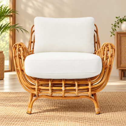 Cane Chairs for Lounge | Bamboo Chairs for Living Room - Kimaya by Akway - Furniture > Chairs