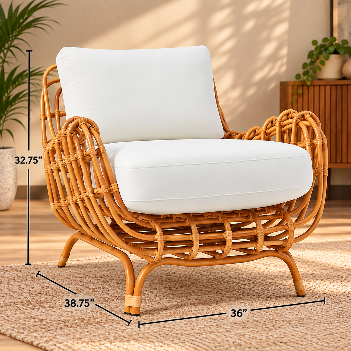 Cane Chairs for Lounge | Bamboo Chairs for Living Room - Kimaya by Akway - Furniture > Chairs
