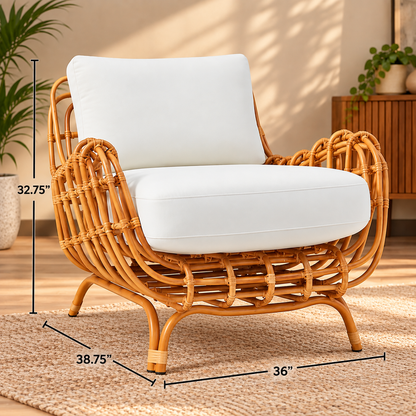 Cane Chairs for Lounge | Bamboo Chairs for Living Room - Kimaya by Akway - Furniture > Chairs