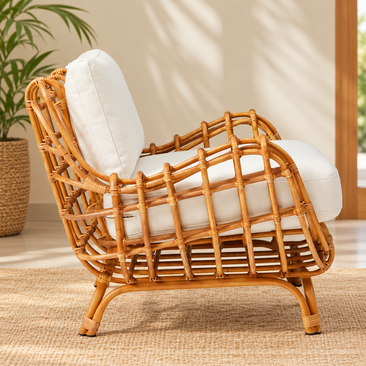 Cane Chairs for Lounge | Bamboo Chairs for Living Room - Kimaya by Akway - Furniture > Chairs