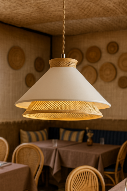 Rattan Hanging lamp for Living Room | Cane Pendant light | Wicker ceiling light - Kripala by Akway - Image 2