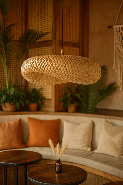 Bamboo Hanging lamp for Living Room | Rattan Pendant light | Cane ceiling light - Krisha by Akway - Image 6