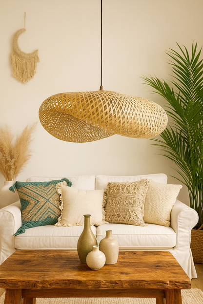 Bamboo Hanging lamp for Living Room | Rattan Pendant light | Cane ceiling light - Krisha by Akway - Image 8