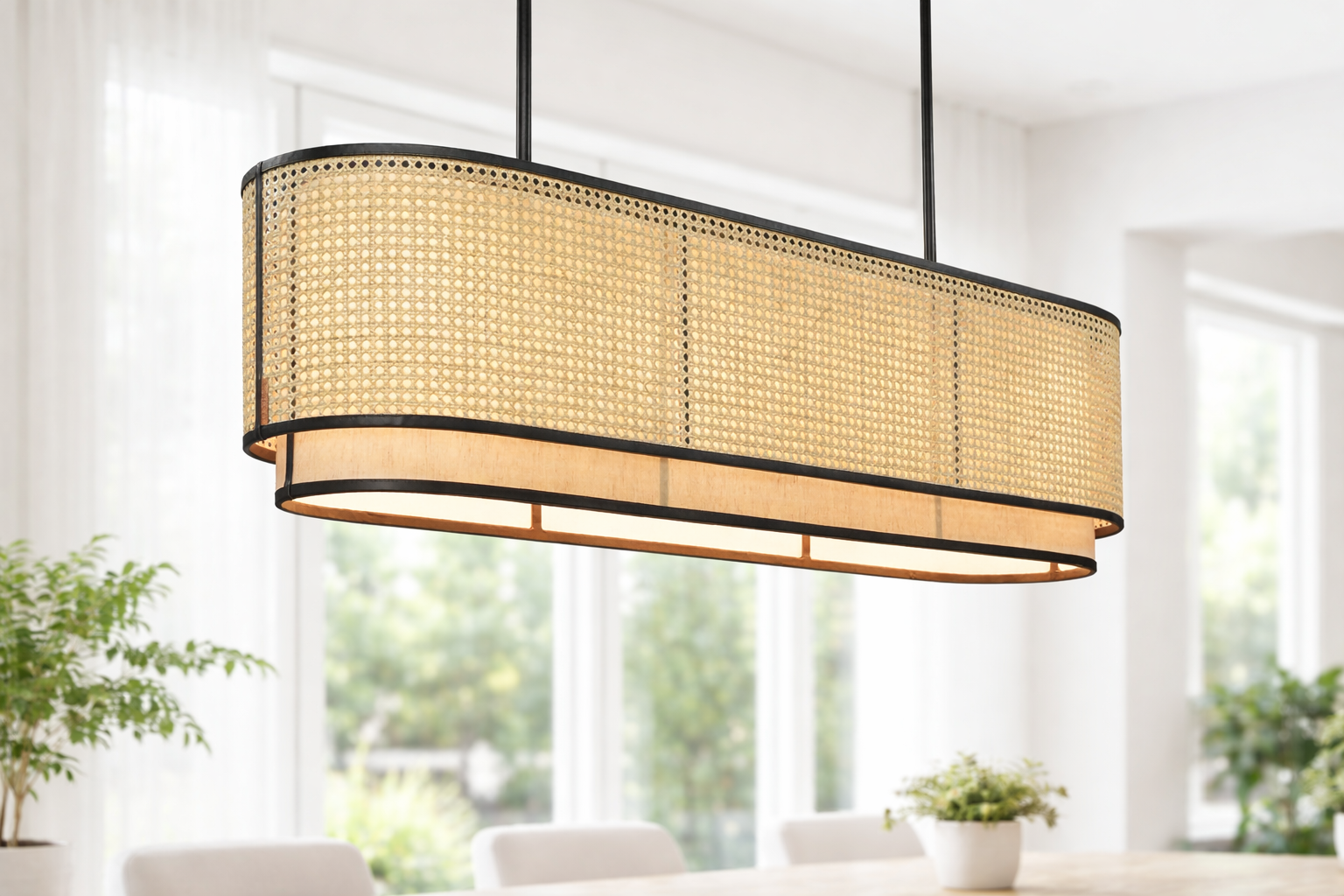 Rattan Hanging Lamp | Bamboo Hanging Lamp | Cane Hanging Lamp - JEMMA by Akway - Image 1