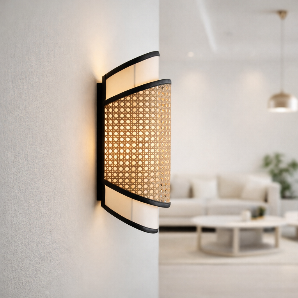Rattan Wall Lamp | Bamboo Wall Lamp | Cane Wall Lamp - BOOKER by Akway - Image 2