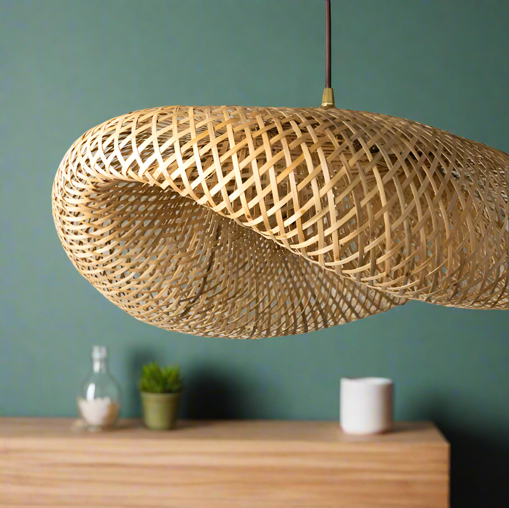 Bamboo Hanging lamp for Living Room | Rattan Pendant light | Cane ceiling light - Krisha