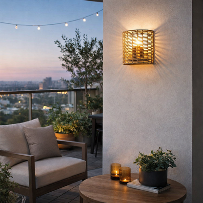 Bamboo Wall lamps For Living Room | Rattan Wall scones | Wicker Wall Lamps | Cane Wall Scones - Larisa by Akway - Lighting...