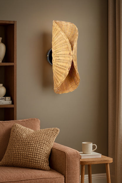 Rattan Wall Lamp For Living Room | Rattan Wall Light - Lavanya by Akway - Image 5