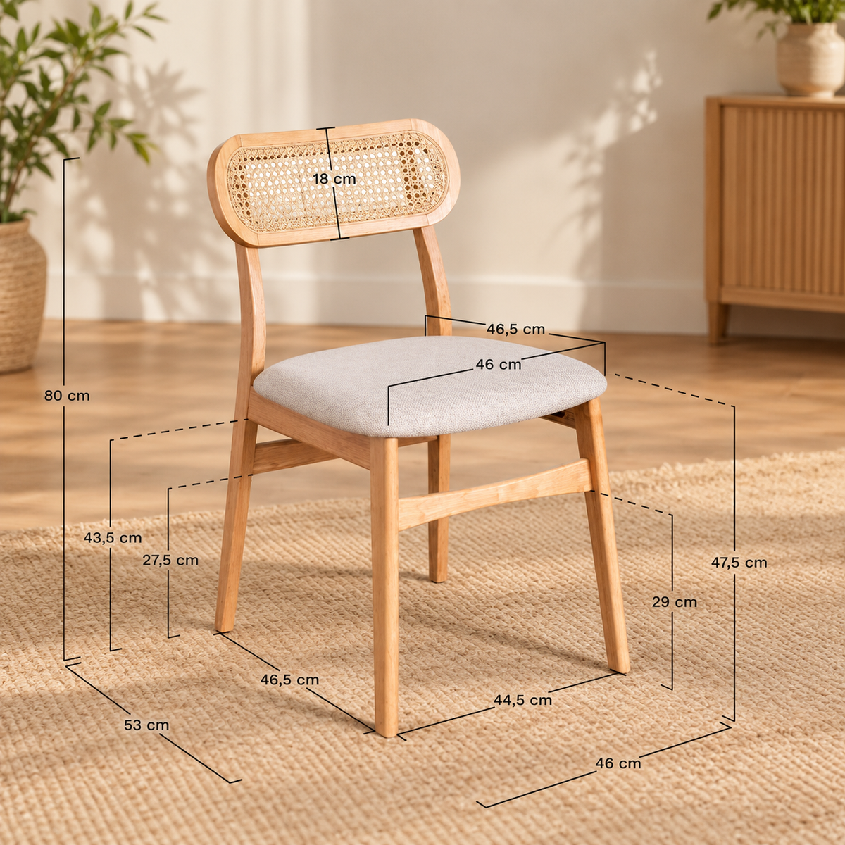 Rattan Dining Chair Teak Wood Finish - Leivel