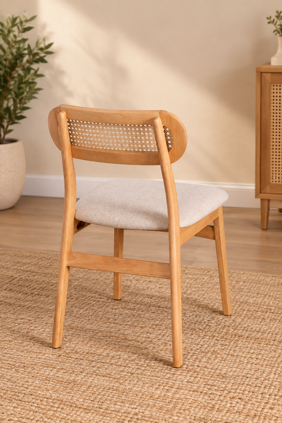 Rattan Dining Chair Teak Wood Finish - Leivel