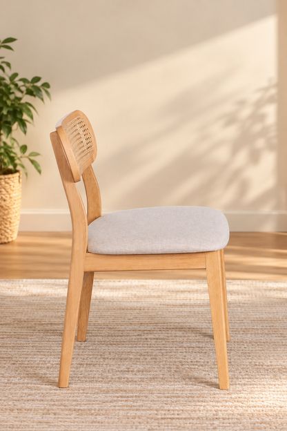 Rattan Dining Chair Teak Wood Finish - Leivel