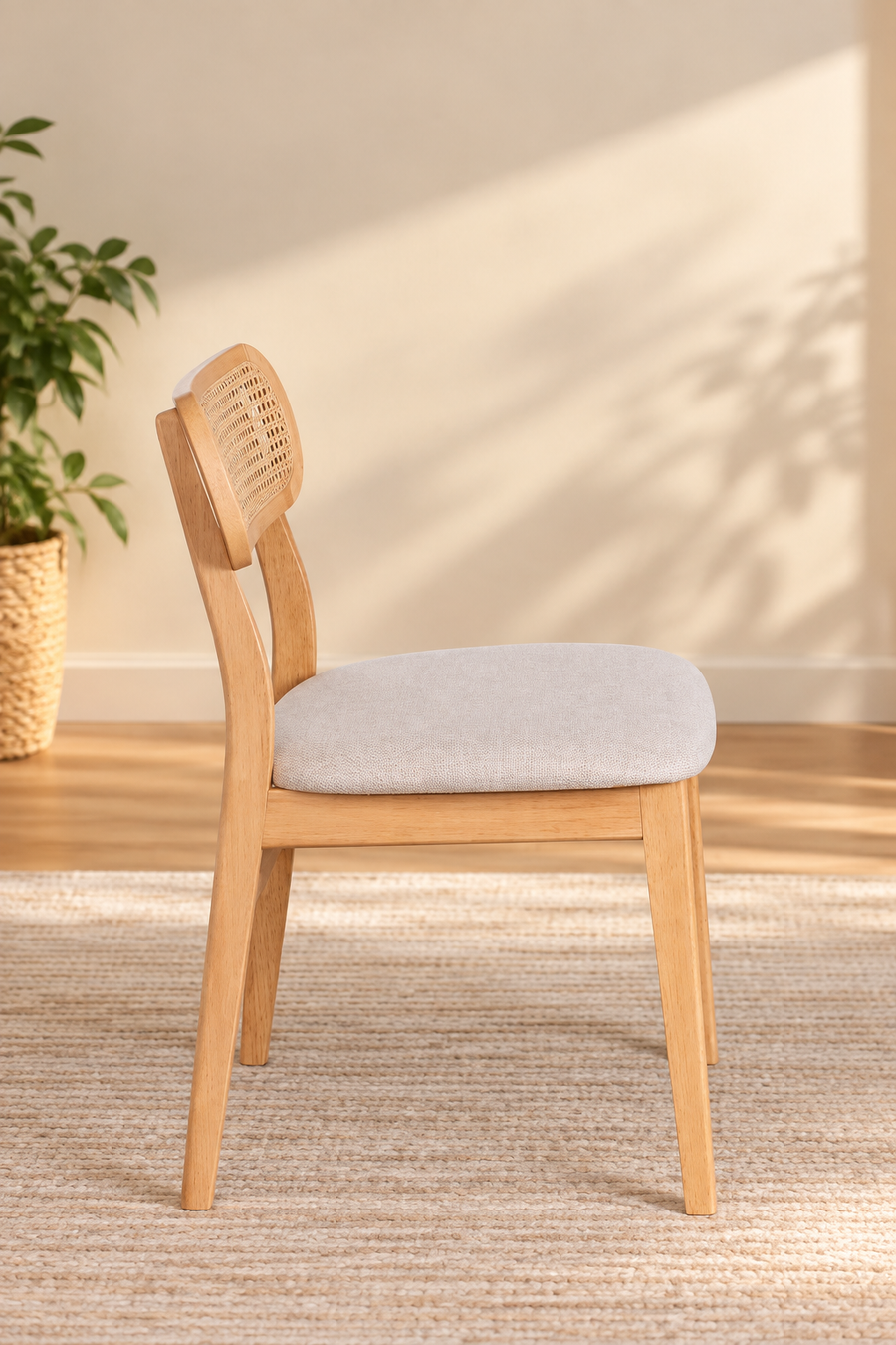 Rattan Dining Chair Teak Wood Finish - Leivel