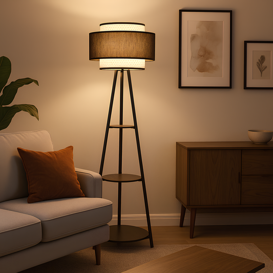 Bamboo Tripod Floor Lamp | Living Room Cane Floor Lamp | Home Rattan for Living Room | Standing Lamp Wooden Floor Standing...