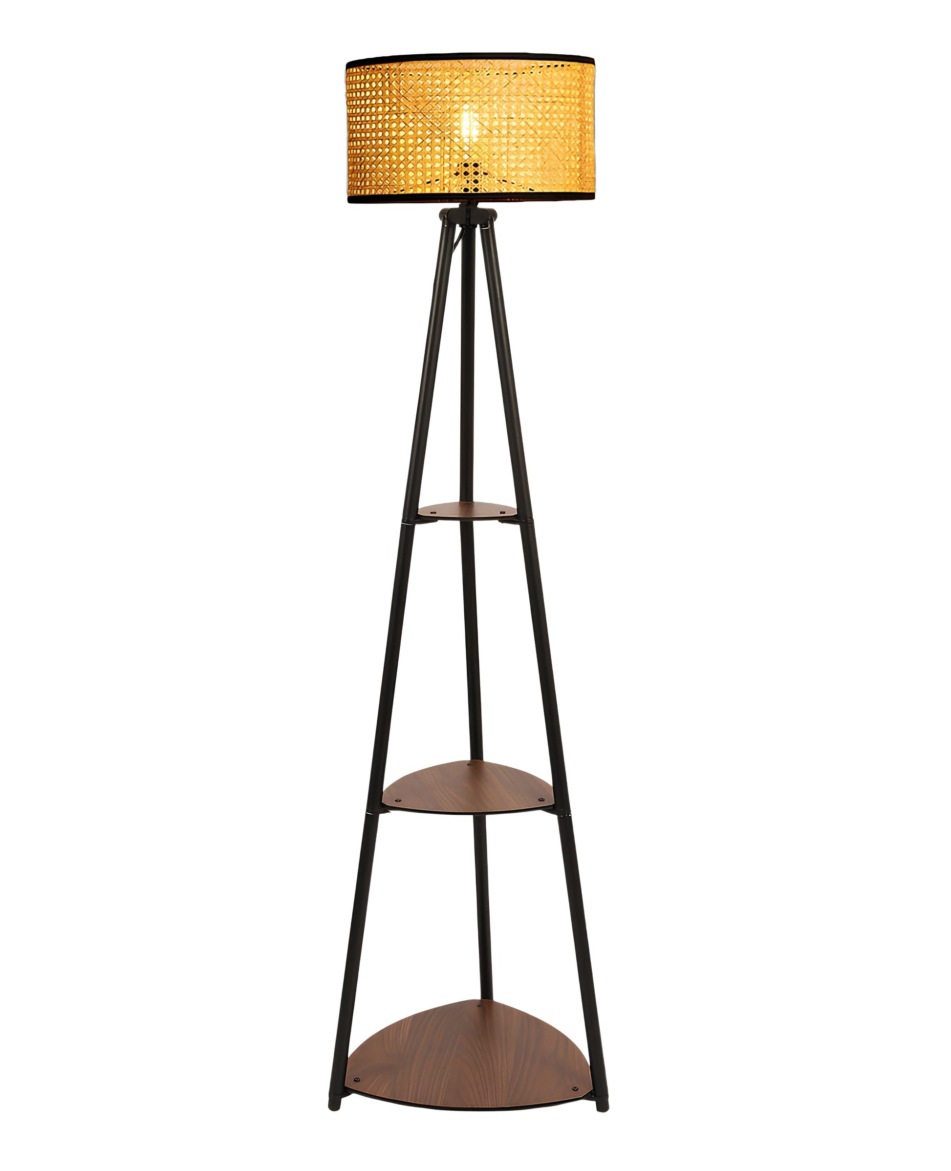 Bamboo Tripod Floor Lamp | Living Room Cane Floor Lamp | Home Rattan for Living Room | Standing Lamp Wooden Floor Standing...