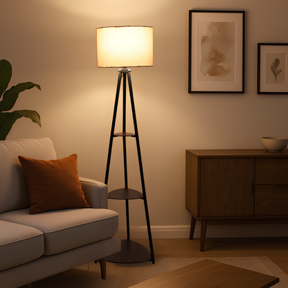 Bamboo Tripod Floor Lamp | Living Room Cane Floor Lamp | Home Rattan for Living Room | Standing Lamp Wooden Floor Standing...