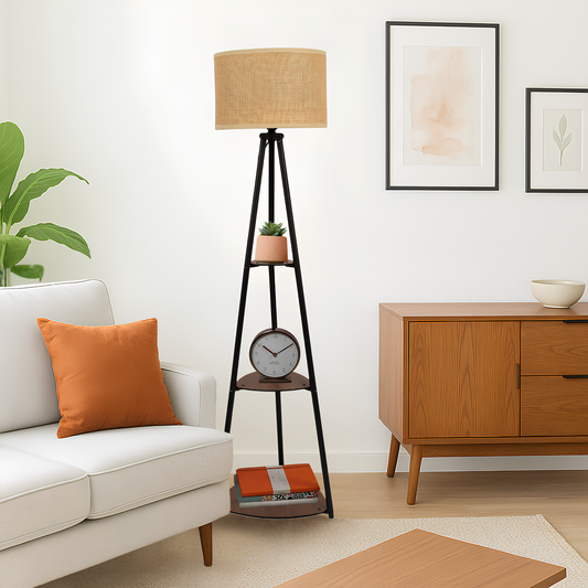 Bamboo Tripod Floor Lamp | Living Room Cane Floor Lamp | Home Rattan for Living Room | Standing Lamp Wooden Floor Standing...