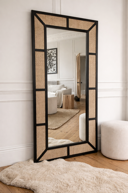 Bamboo Wall Mirror for living room | Cane Wall Mirror | Rattan Mirror -Adhira