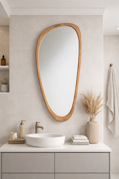 Bamboo Wall Mirror for living room | Cane Wall Mirror | Rattan Mirror - Ames by Akway