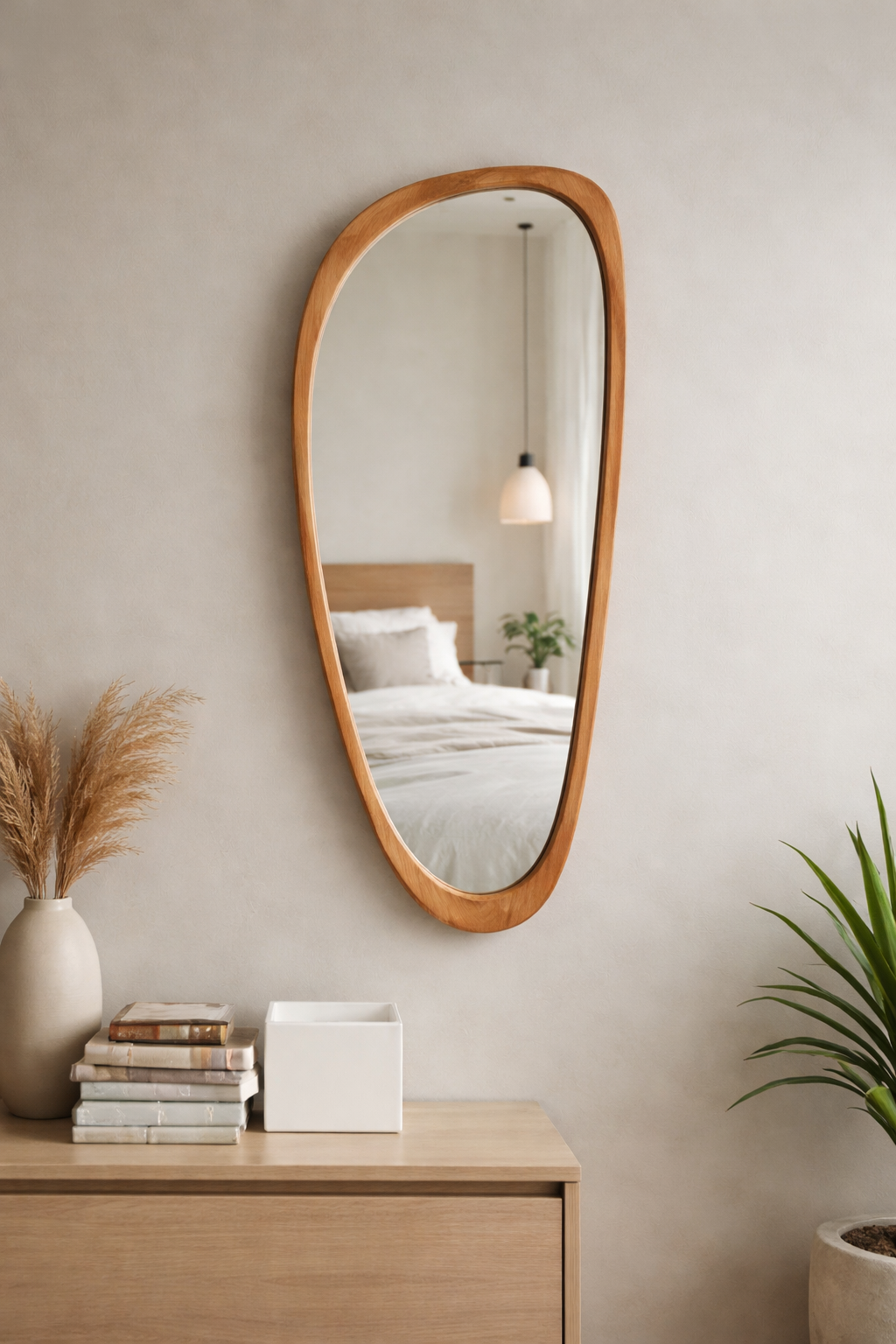 Bamboo Wall Mirror for living room | Cane Wall Mirror | Rattan Mirror - Ames by Akway