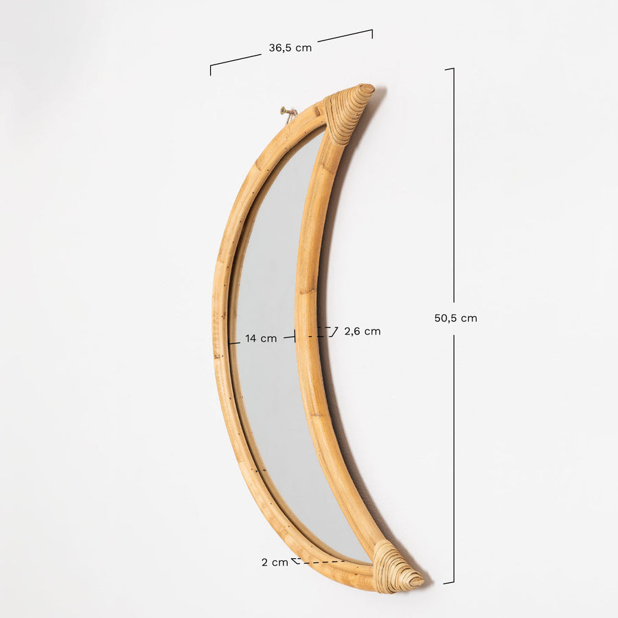 Bamboo Wall Mirror for living room | Cane Wall Mirror | Rattan Mirror - Mahika - Akway