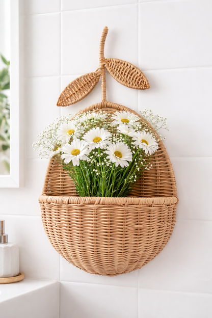 Rattan Wall Plant Pots | Cane Wall Flower Pots | Bamboo Wall Planters - Krisha - Akway