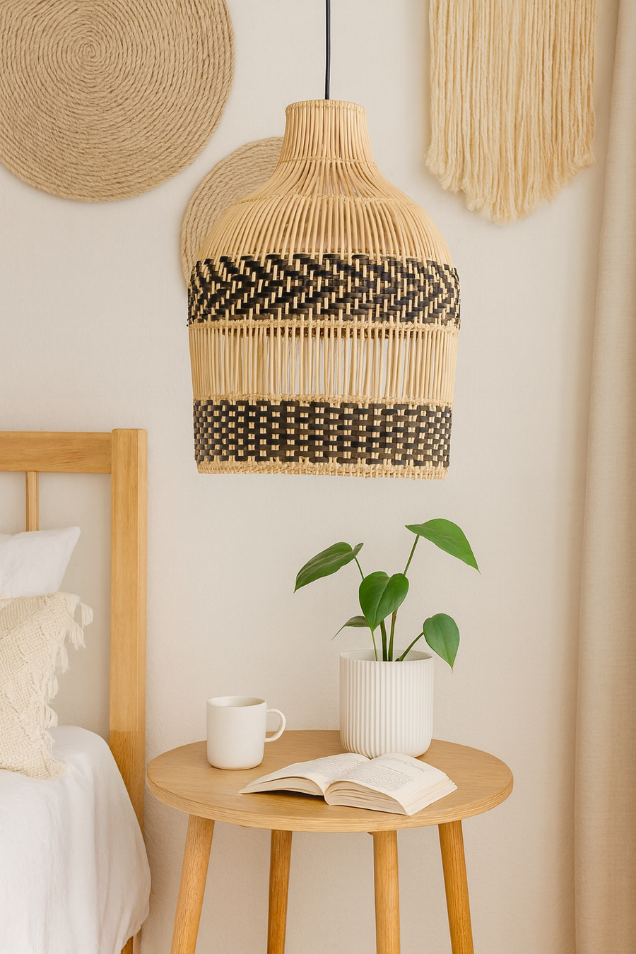 Bamboo Pendant Light for Living Room 14 Inch - Ranbir by Akway