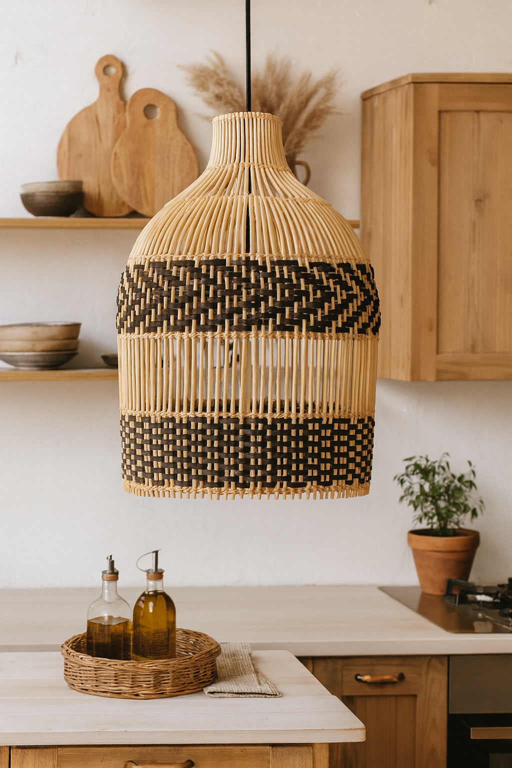 Bamboo Hanging lamp for Living Room | Rattan Pendant light | Cane ceiling light - Ranbir