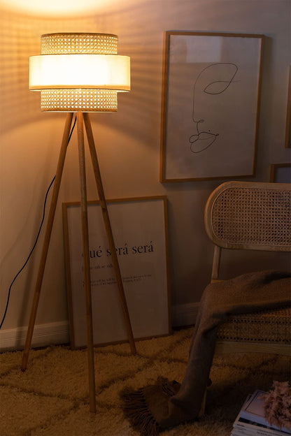 Rattan Cane Webbing Floor Lamp Bamboo Floor Lamp Cane Floor Lamp -Aidana by Akway - Lighting > Floor Lamps