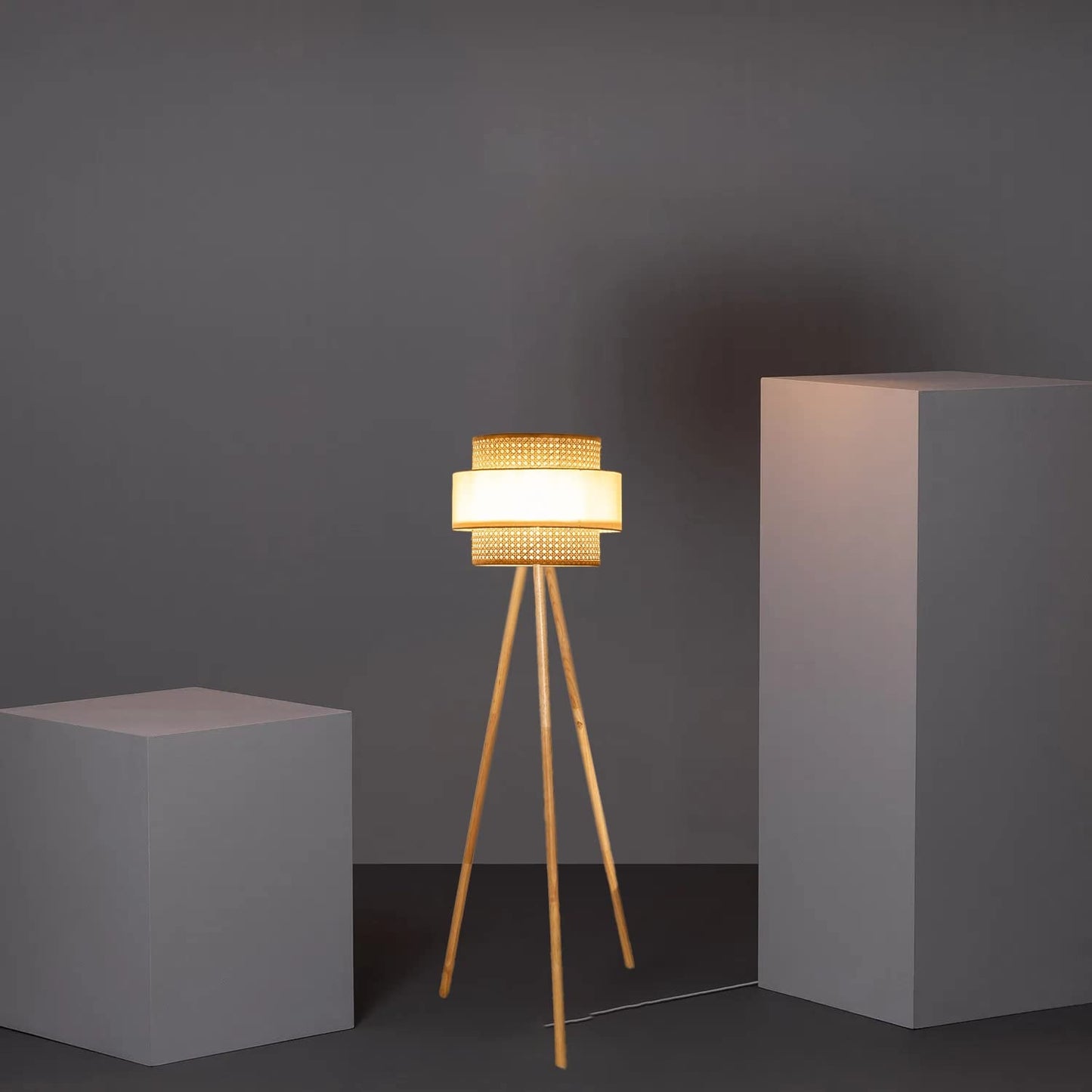 Rattan Cane Webbing Floor Lamp Bamboo Floor Lamp Cane Floor Lamp -Aidana by Akway - Lighting > Floor Lamps