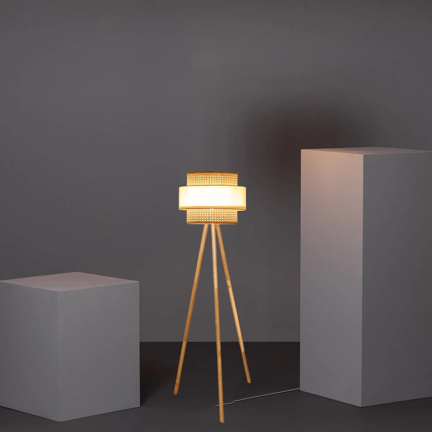 Rattan Cane Webbing Floor Lamp Bamboo Floor Lamp Cane Floor Lamp -Aidana by Akway - Lighting > Floor Lamps