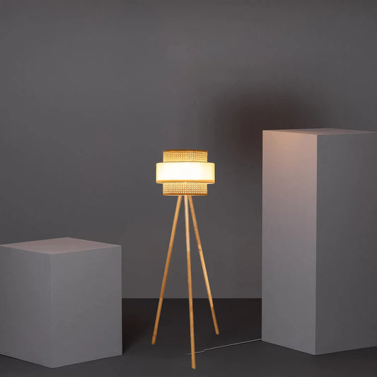 Rattan Cane Webbing Floor Lamp Bamboo Floor Lamp Cane Floor Lamp -Aidana by Akway - Lighting > Floor Lamps