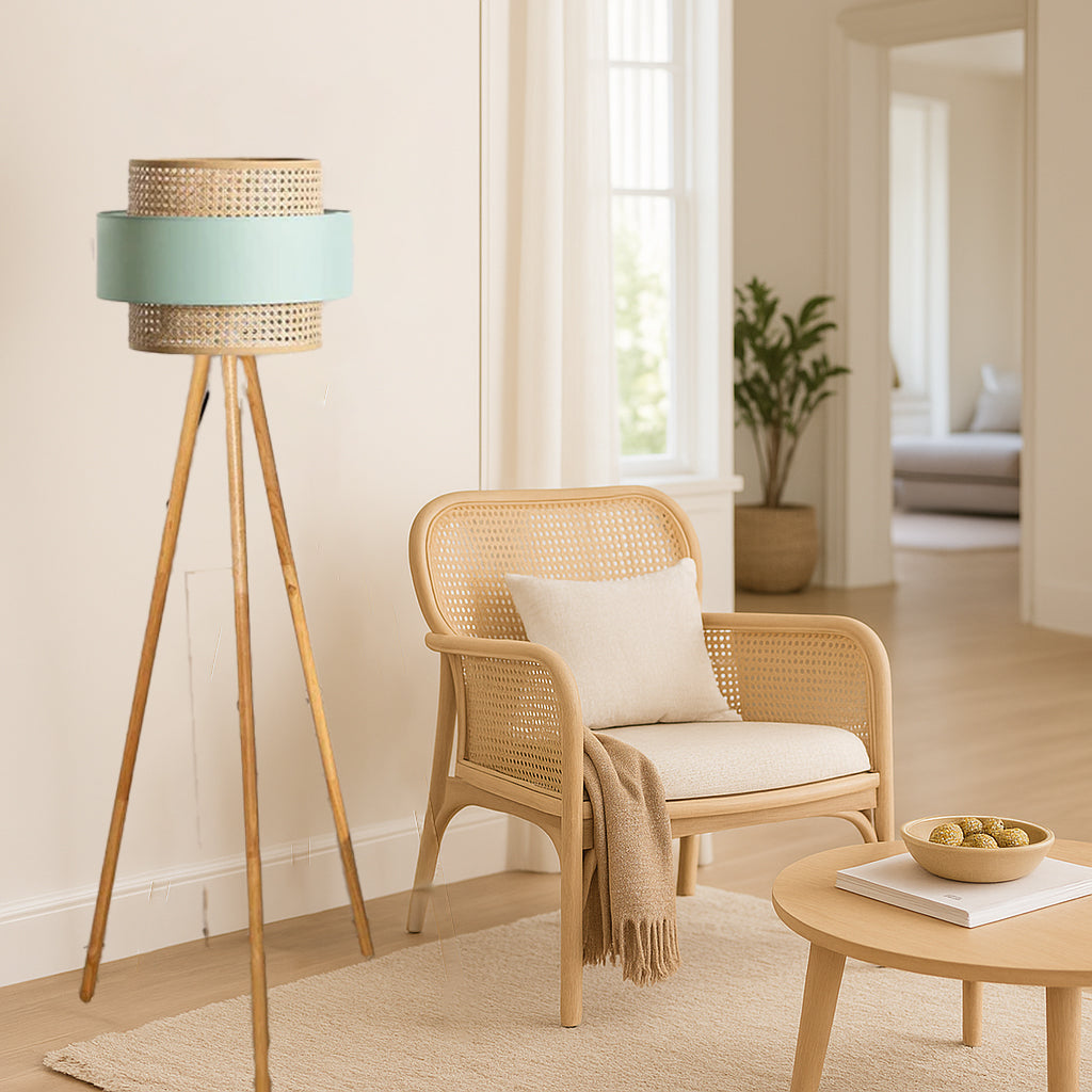 Rattan Cane Webbing Floor Lamp Bamboo Floor Lamp Cane Floor Lamp -Aidana by Akway - Lighting > Floor Lamps