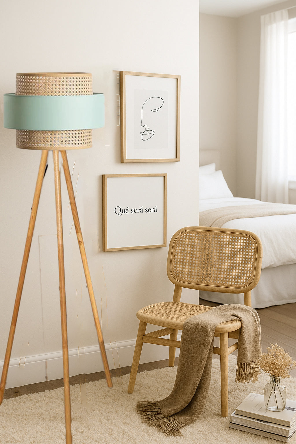 Rattan Cane Webbing Floor Lamp Bamboo Floor Lamp Cane Floor Lamp -Aidana by Akway - Lighting > Floor Lamps