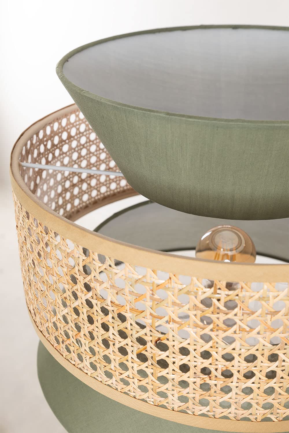 Rattan Cane Webbing Floor Lamp Bamboo Floor Lamp Cane Floor Lamp (Cone Shape)-Angelea by Akway - Lighting > Floor Lamps
