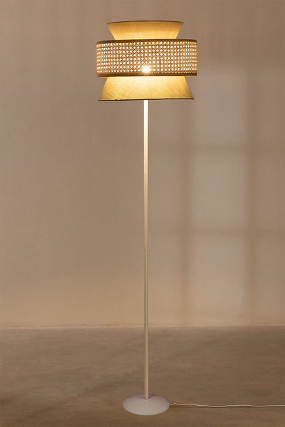 Rattan Cane Webbing Floor Lamp Bamboo Floor Lamp Cane Floor Lamp (Cone Shape)-Angelea by Akway - Lighting > Floor Lamps