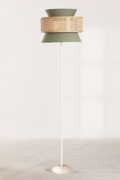 Rattan Cane Webbing Floor Lamp Bamboo Floor Lamp Cane Floor Lamp (Cone Shape)-Angelea by Akway - Lighting > Floor Lamps