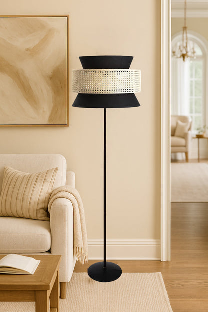 Rattan Cane Webbing Floor Lamp Bamboo Floor Lamp Cane Floor Lamp (Cone Shaped) -Abriana by Akway - Lighting > Floor Lamps